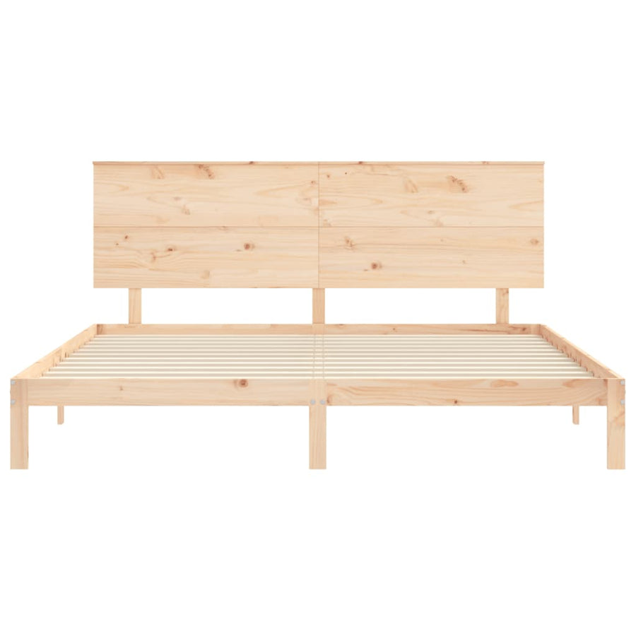 Bedframe Met Hoofdbord Massief Hout 200 x 200 cm Naturel