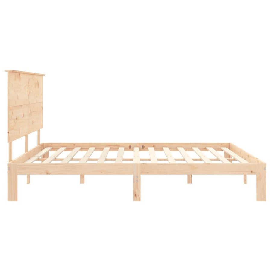 Bedframe Met Hoofdbord Massief Hout 200 x 200 cm Naturel