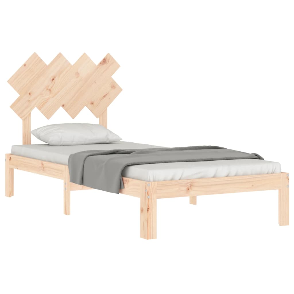 Bedframe Met Hoofdbord Massief Hout 3Ft Single 90 x 190 cm Naturel