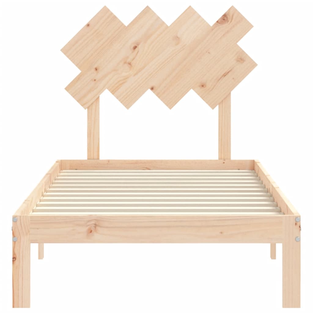 Bedframe Met Hoofdbord Massief Hout 3Ft Single 90 x 190 cm Naturel