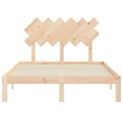 Bedframe Met Hoofdbord Massief Hout 4Ft Small Double 120 x 190 cm Naturel