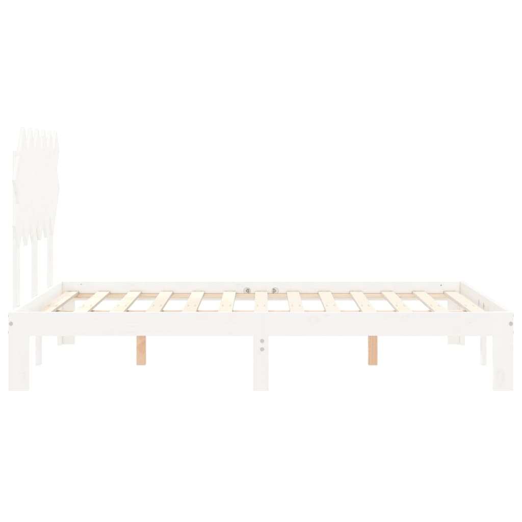Bedframe Met Hoofdbord Massief Hout 4Ft Small Double 120 x 190 cm Wit