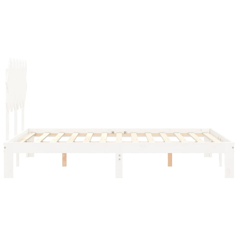 Bedframe Met Hoofdbord Massief Hout 4Ft Small Double 120 x 190 cm Wit