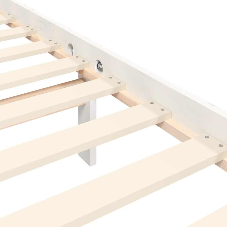 Bedframe Met Hoofdbord Massief Hout 4Ft Small Double 120 x 190 cm Wit