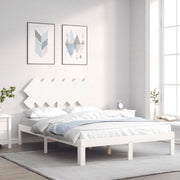 Bedframe massief hout wit 120x190 cm