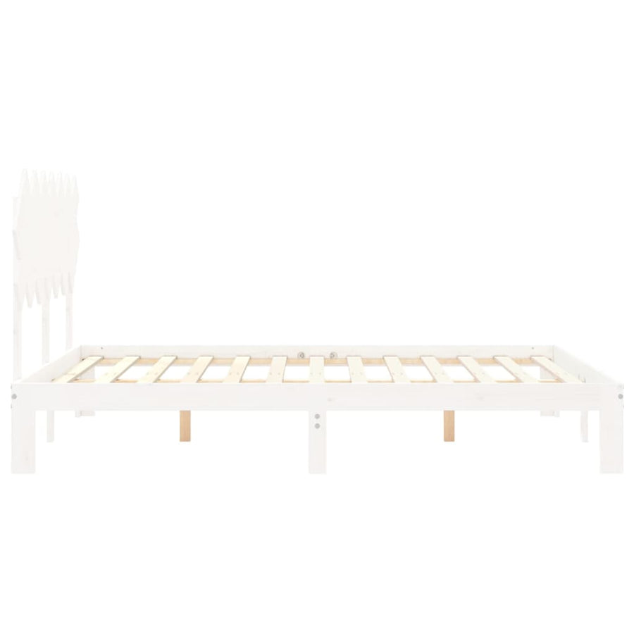Bedframe Met Hoofdbord Massief Hout 140 x 190 cm Wit