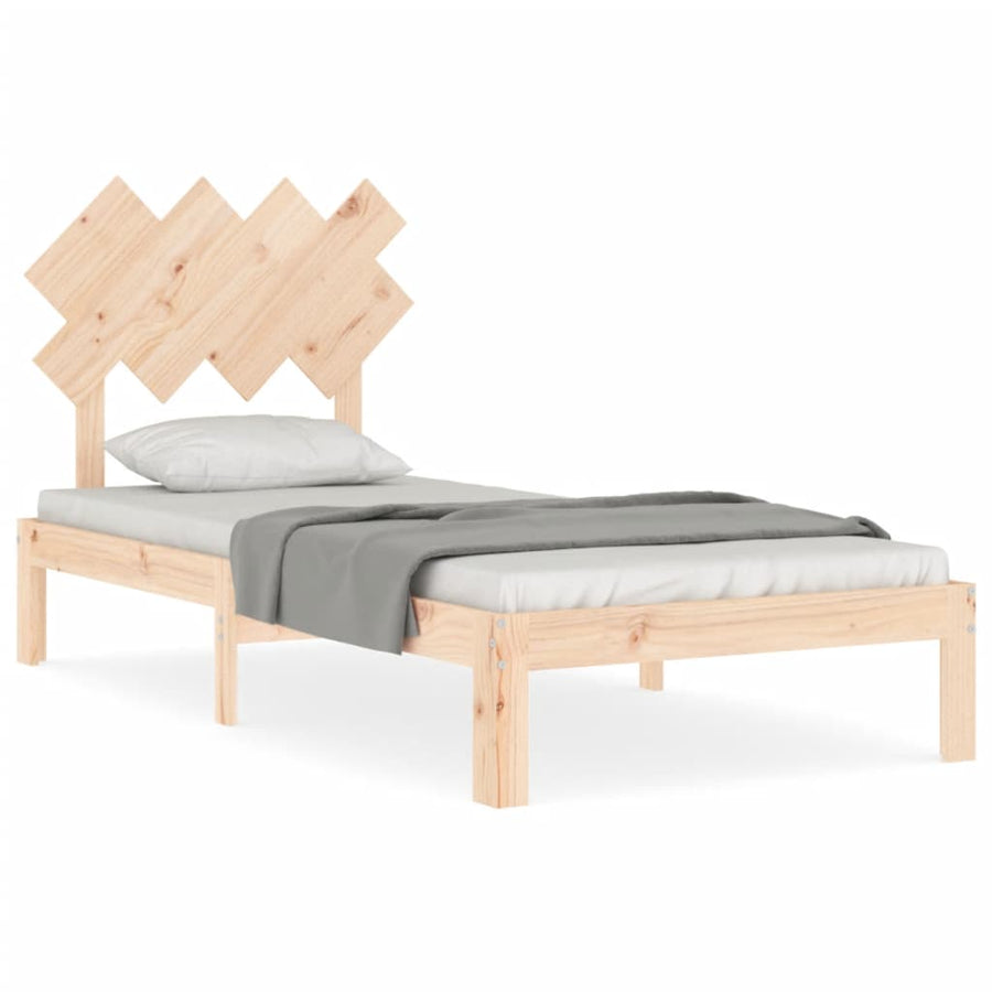Bedframe Met Hoofdbord Massief Hout 90 x 200 cm Naturel