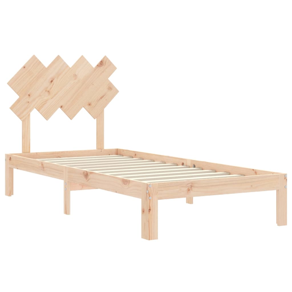 Bedframe Met Hoofdbord Massief Hout 90 x 200 cm Naturel