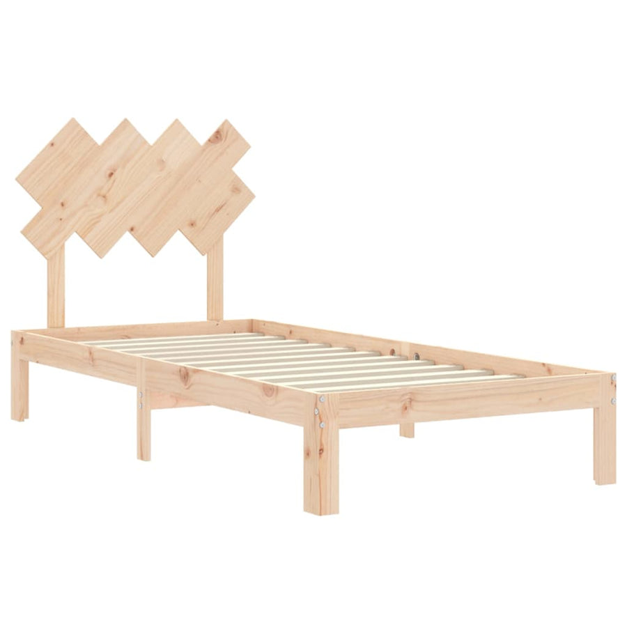 Bedframe Met Hoofdbord Massief Hout 90 x 200 cm Naturel