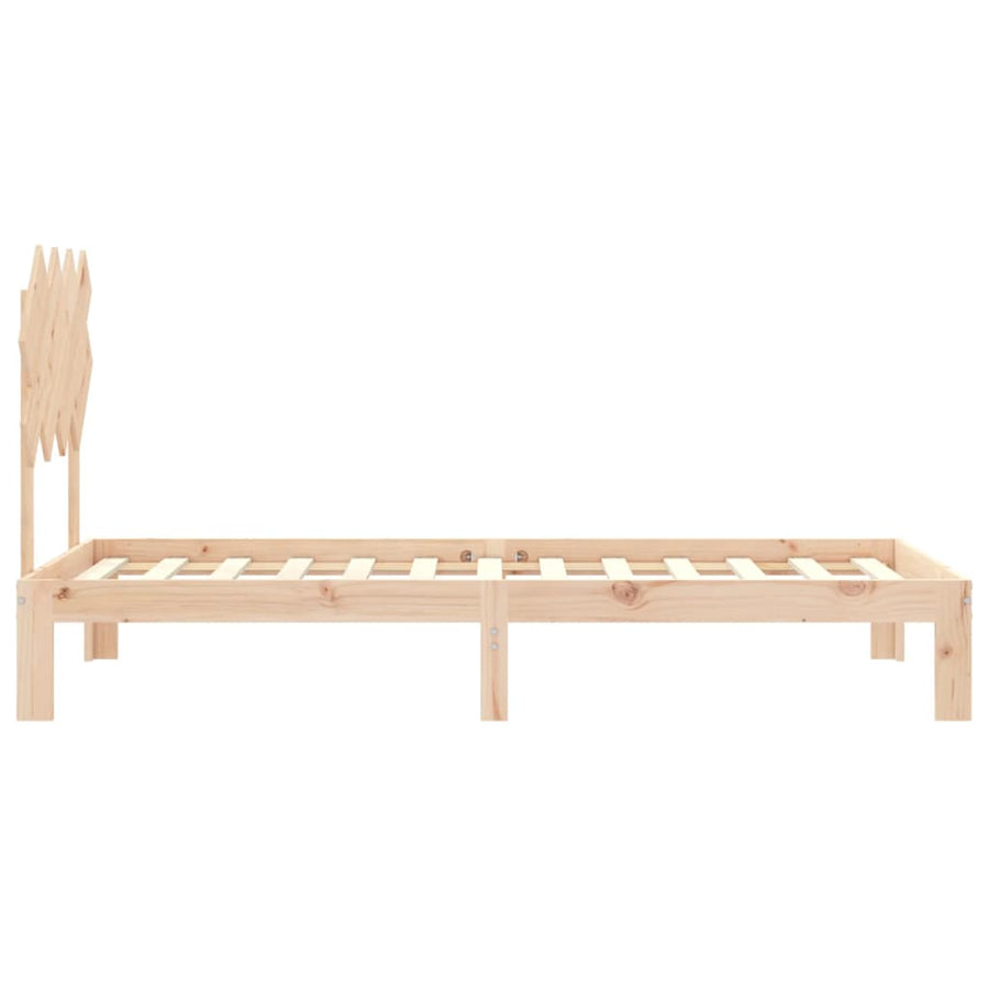 Bedframe Met Hoofdbord Massief Hout 90 x 200 cm Naturel