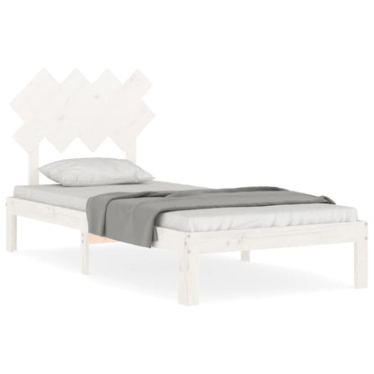Bedframe Met Hoofdbord Massief Hout 90 x 200 cm Wit