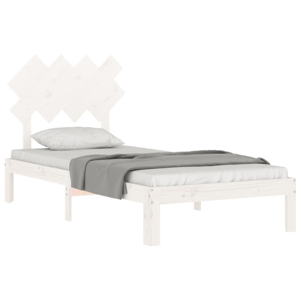 Bedframe Met Hoofdbord Massief Hout 90 x 200 cm Wit