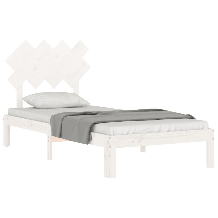 Bedframe Met Hoofdbord Massief Hout 90 x 200 cm Wit