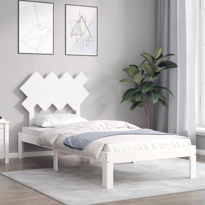 Bedframe Met Hoofdbord Massief Hout 90 x 200 cm Wit