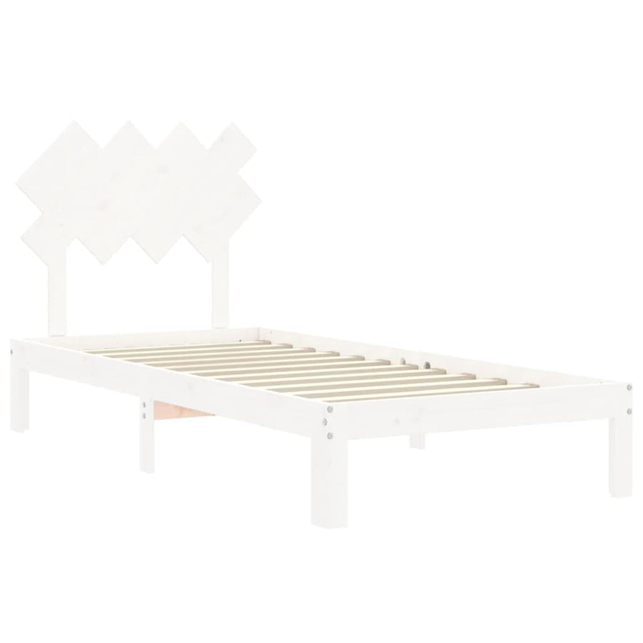 Bedframe Met Hoofdbord Massief Hout 90 x 200 cm Wit