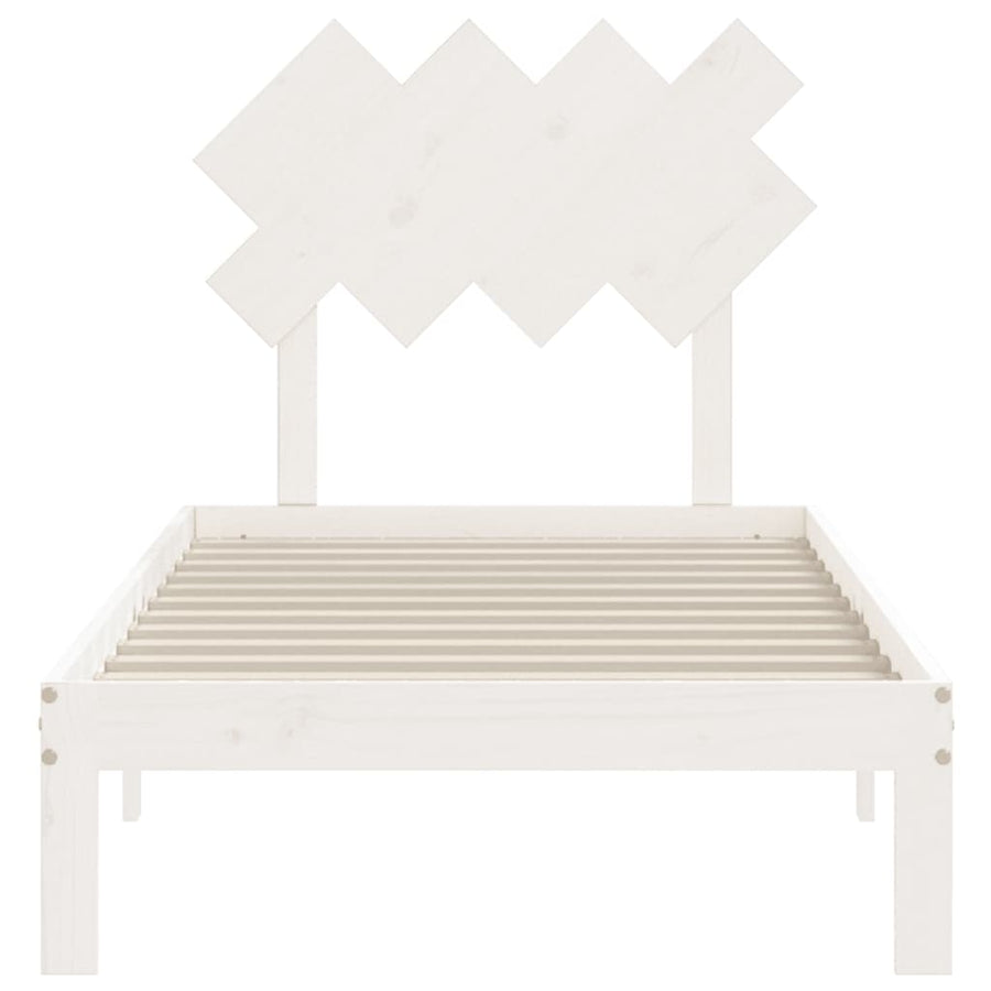 Bedframe Met Hoofdbord Massief Hout 90 x 200 cm Wit