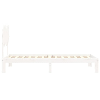 Bedframe Met Hoofdbord Massief Hout 90 x 200 cm Wit