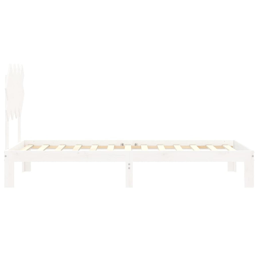 Bedframe Met Hoofdbord Massief Hout 90 x 200 cm Wit