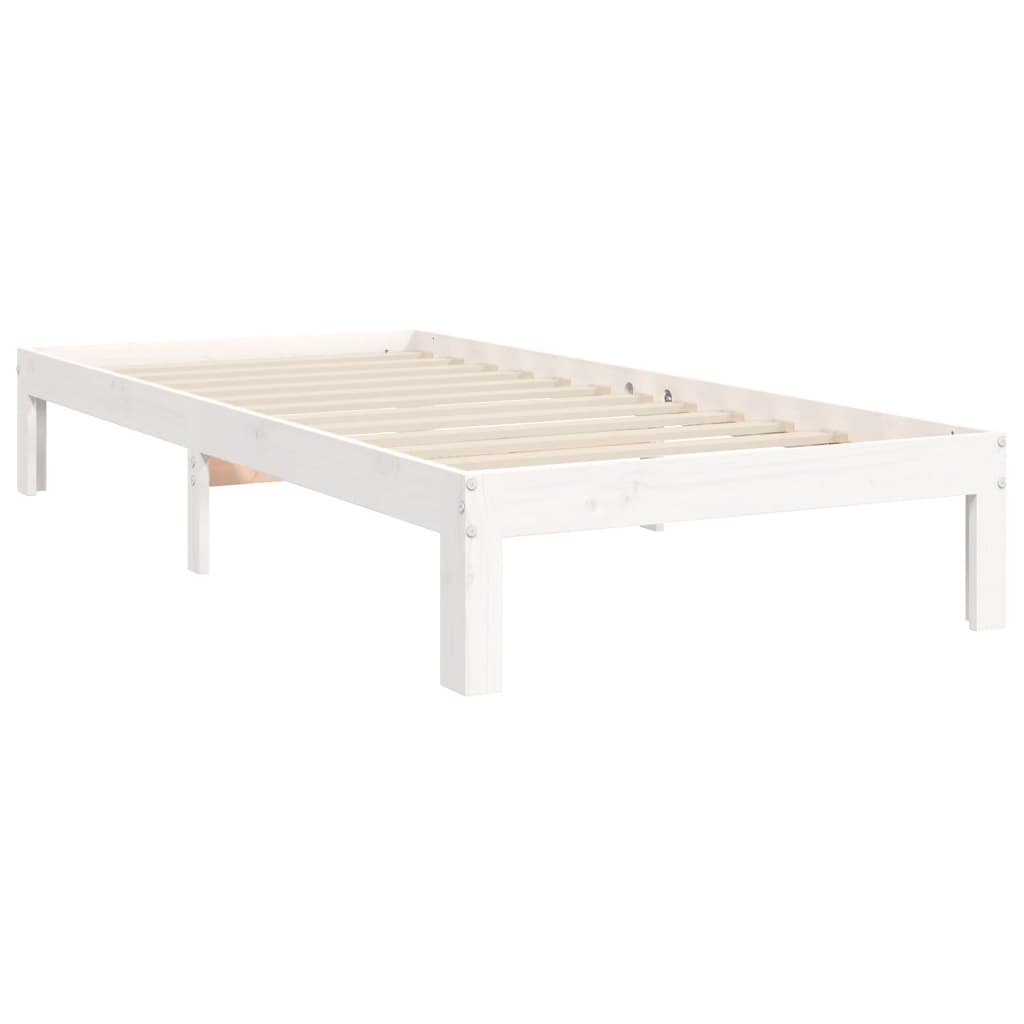 Bedframe Met Hoofdbord Massief Hout 90 x 200 cm Wit