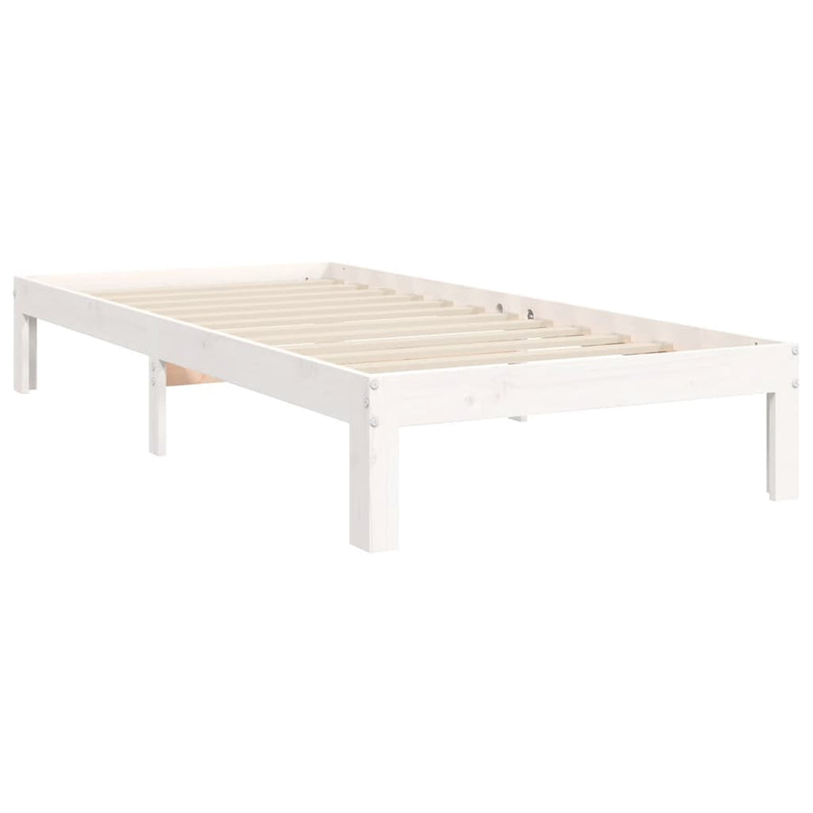 Bedframe Met Hoofdbord Massief Hout 90 x 200 cm Wit