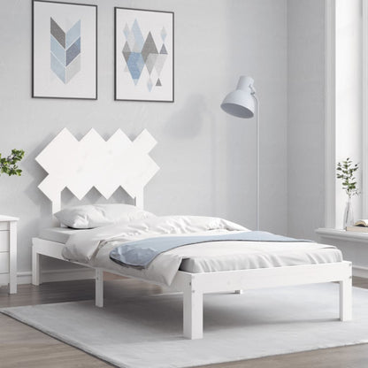 Bedframe Met Hoofdbord Massief Hout 90 x 200 cm Wit