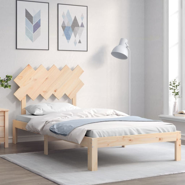 Bedframe Met Hoofdbord Massief Hout 100 x 200 cm Naturel