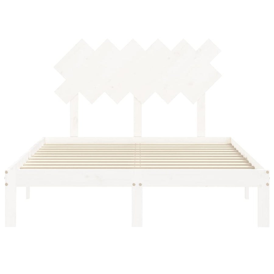 Bedframe Met Hoofdbord Massief Hout 120 x 200 cm Wit