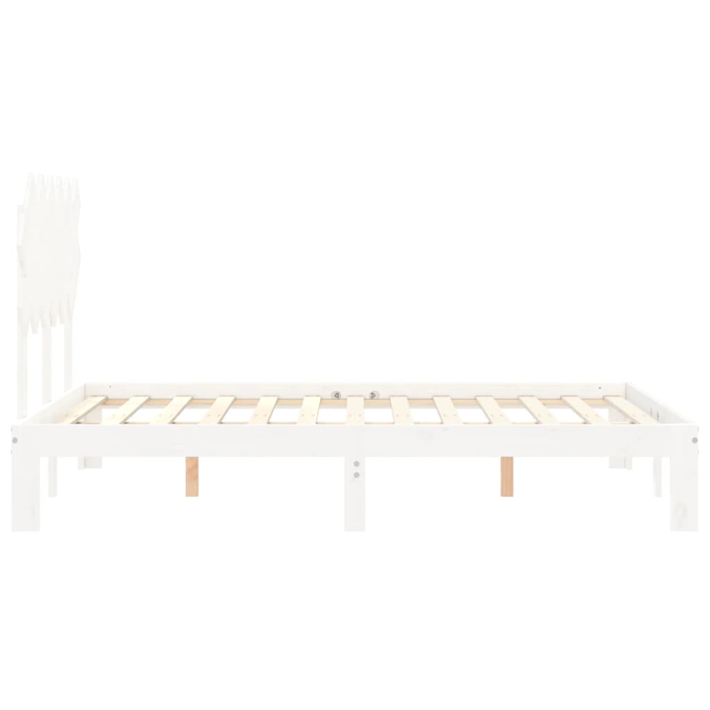 Bedframe Met Hoofdbord Massief Hout 120 x 200 cm Wit