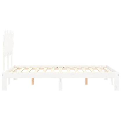 Bedframe Met Hoofdbord Massief Hout 120 x 200 cm Wit