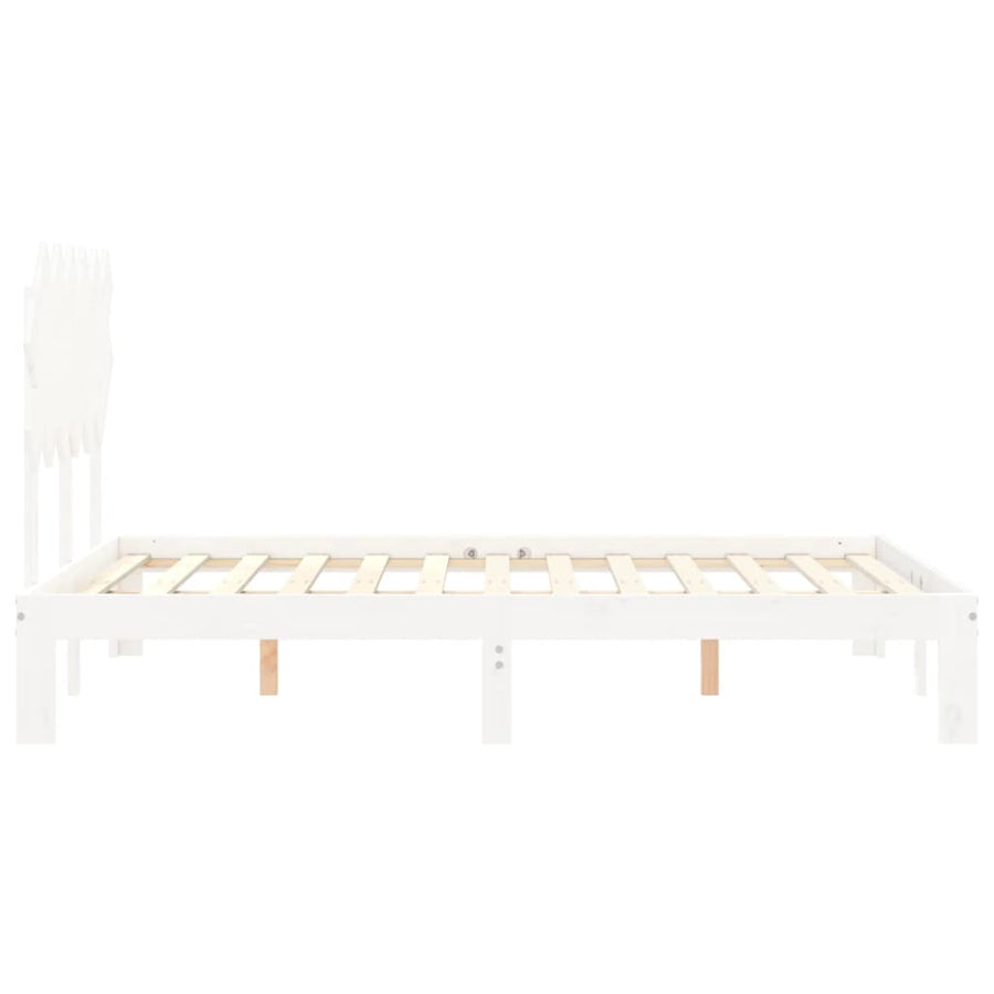 Bedframe Met Hoofdbord Massief Hout 120 x 200 cm Wit