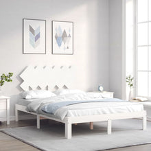 Bedframe Met Hoofdbord Massief Hout 120 x 200 cm Wit