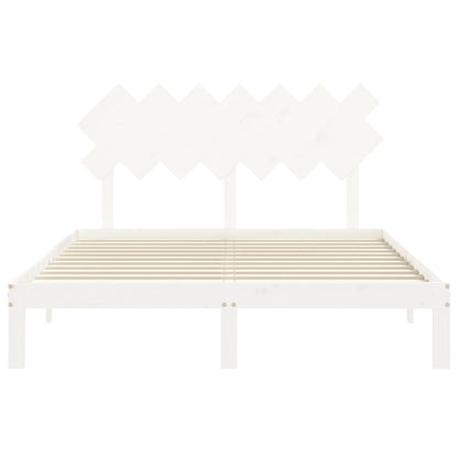 Bedframe Met Hoofdbord Massief Hout 140 x 200 cm Wit