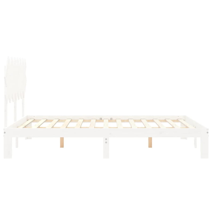 Bedframe Met Hoofdbord Massief Hout 140 x 200 cm Wit