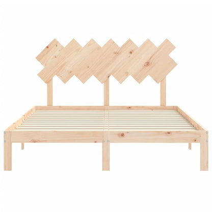 Bedframe Met Hoofdbord Massief Hout 5 Ft King Size 150 x 200 cm Naturel
