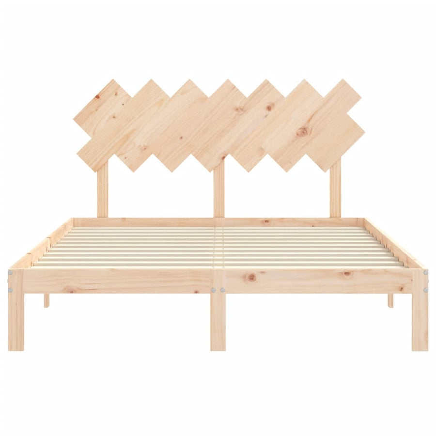 Bedframe Met Hoofdbord Massief Hout 5 Ft King Size 150 x 200 cm Naturel