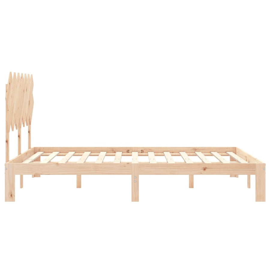 Bedframe Met Hoofdbord Massief Hout 5 Ft King Size 150 x 200 cm Naturel