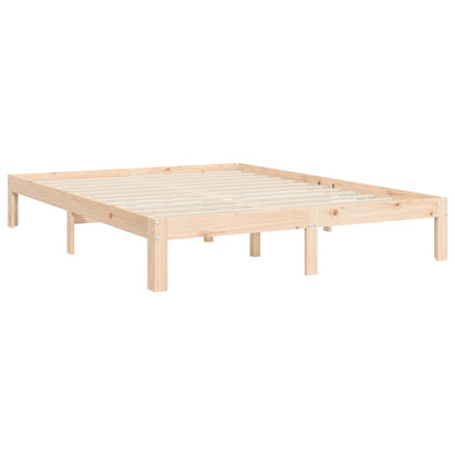 Bedframe Met Hoofdbord Massief Hout 5 Ft King Size 150 x 200 cm Naturel