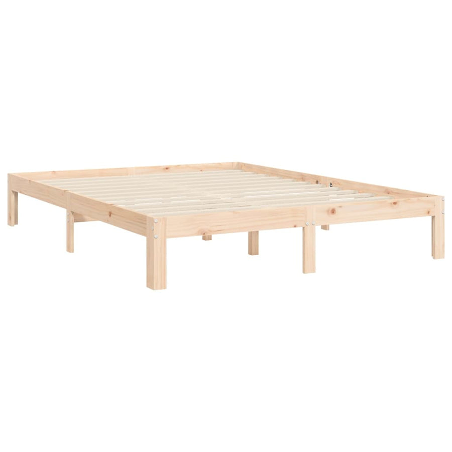Bedframe Met Hoofdbord Massief Hout 5 Ft King Size 150 x 200 cm Naturel