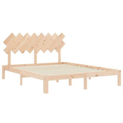 Bedframe Met Hoofdbord Massief Hout 160 x 200 cm Naturel