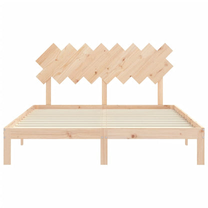 Bedframe Met Hoofdbord Massief Hout 160 x 200 cm Naturel