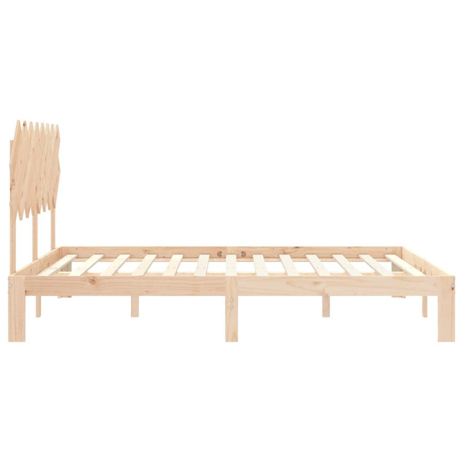 Bedframe Met Hoofdbord Massief Hout 160 x 200 cm Naturel