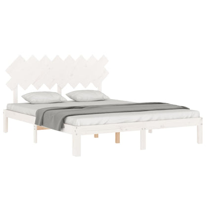 Bedframe Met Hoofdbord Massief Hout 160 x 200 cm Wit