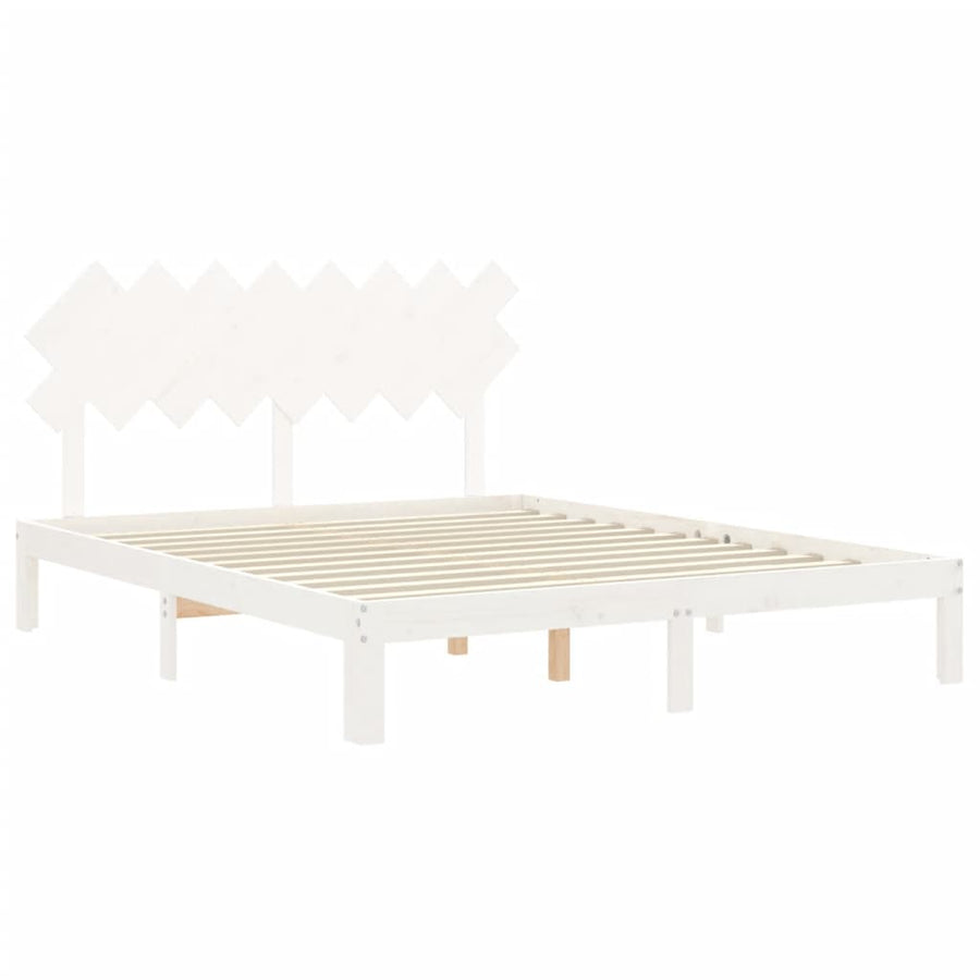 Bedframe Met Hoofdbord Massief Hout 160 x 200 cm Wit