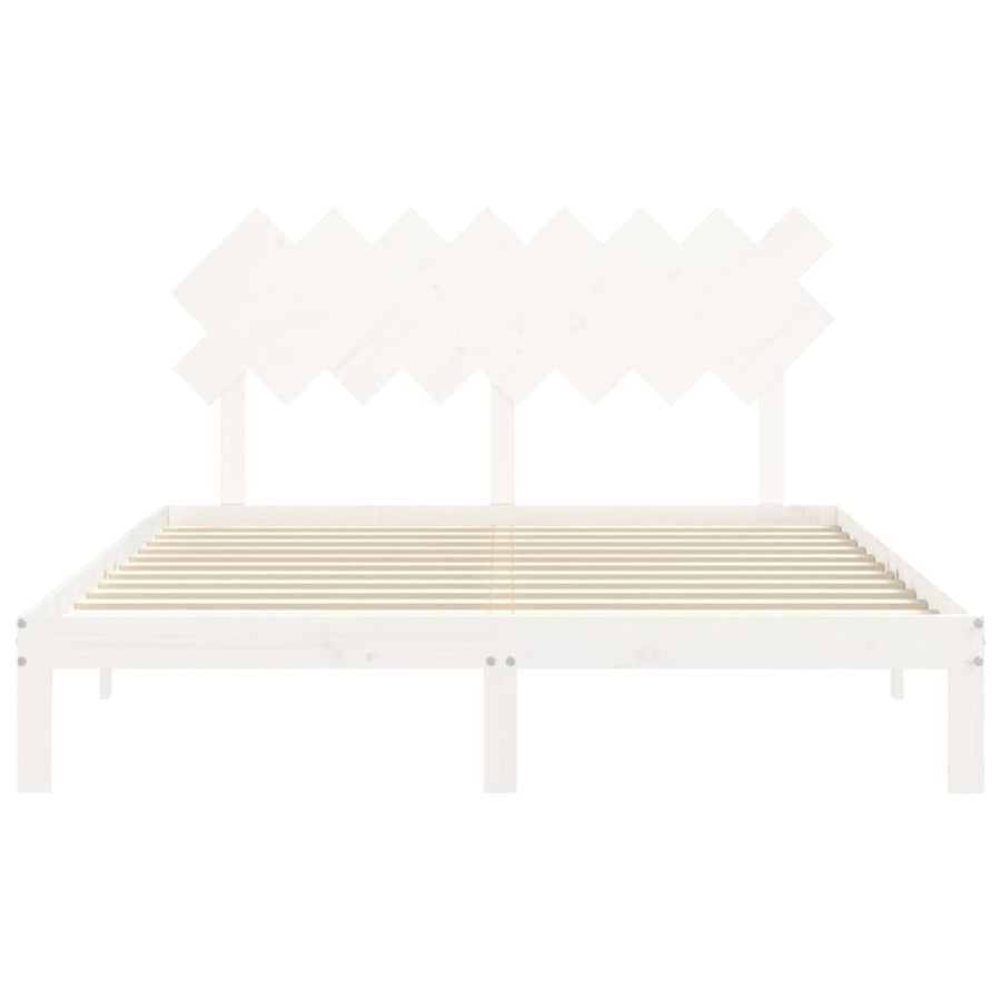 Bedframe Met Hoofdbord Massief Hout 160 x 200 cm Wit