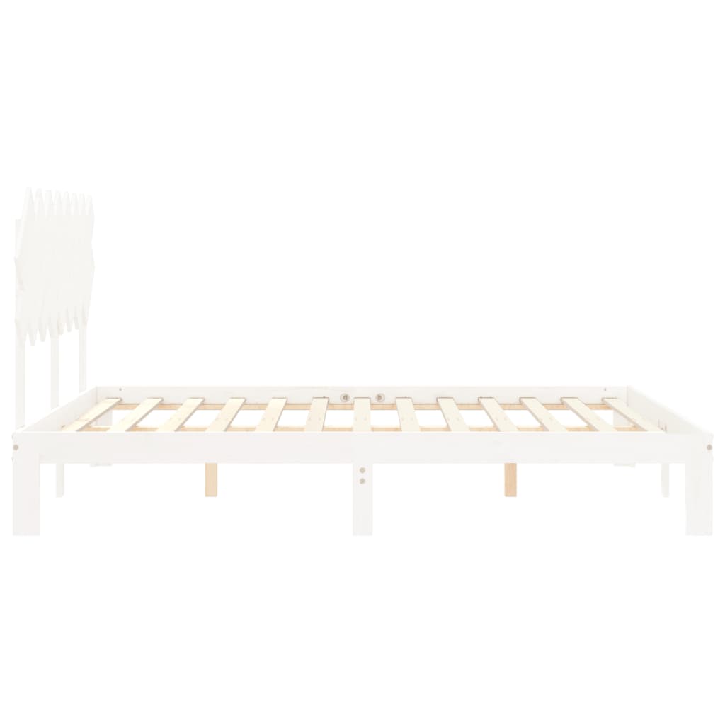 Bedframe Met Hoofdbord Massief Hout 160 x 200 cm Wit