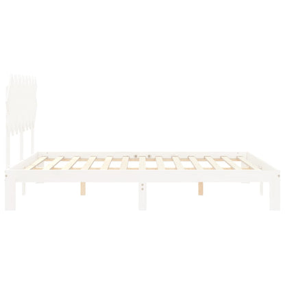 Bedframe Met Hoofdbord Massief Hout 160 x 200 cm Wit