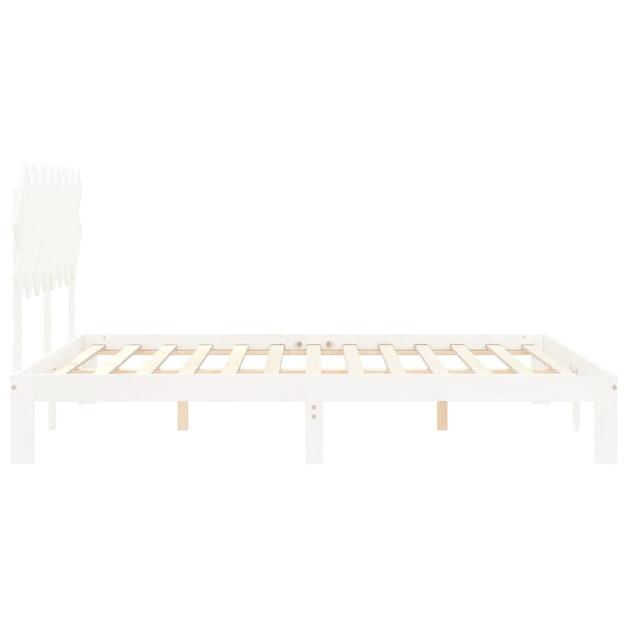 Bedframe Met Hoofdbord Massief Hout 160 x 200 cm Wit
