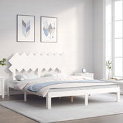 Bedframe massief grenenhout wit 160x200 cm