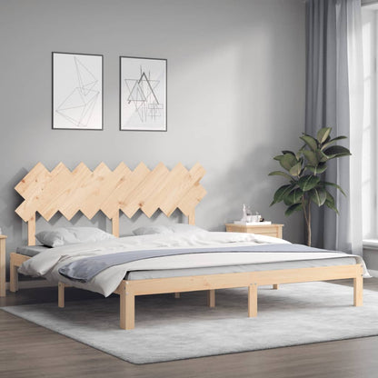 Bedframe Met Hoofdbord Massief Hout 6Ft Super King 180 x 200 cm Naturel