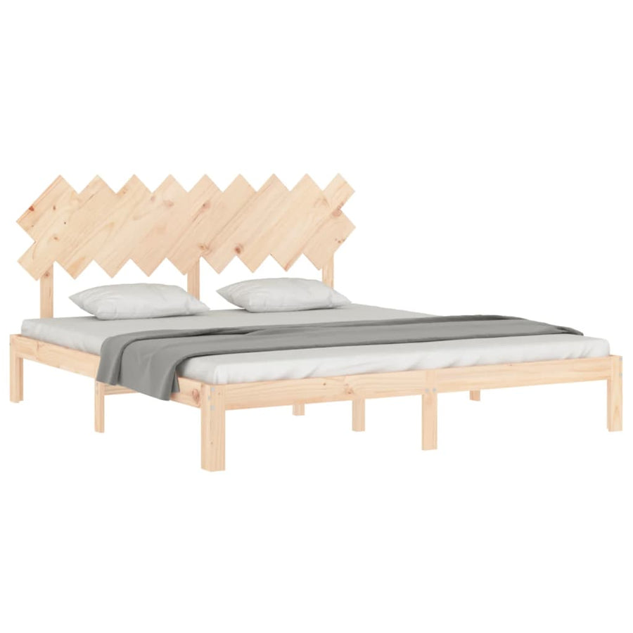 Bedframe Met Hoofdbord Massief Hout 6Ft Super King 180 x 200 cm Naturel